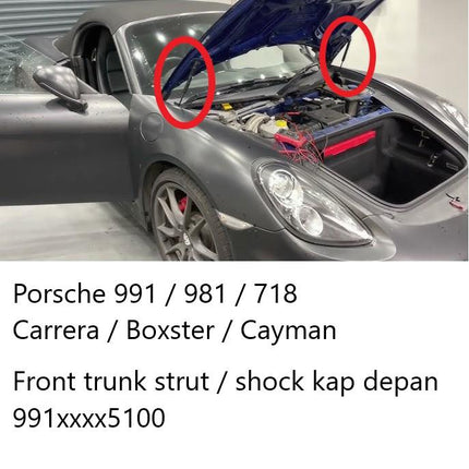 Porsche 991 Carrera 718 Boxster Cayman 981 Hood Strut Shock Kap Depan
