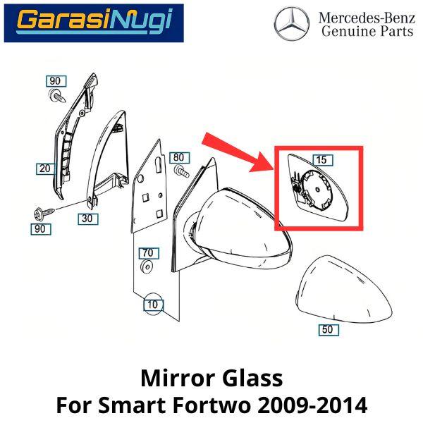 Mirror Glass Smart Fortwo Cermin Kaca Spion Depan 4518100616
