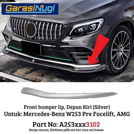 Lower Bumper Mercy W253 Pre-Facelift Lip Chrome Trim Strip Molding Bumper Depan Bawah GLC