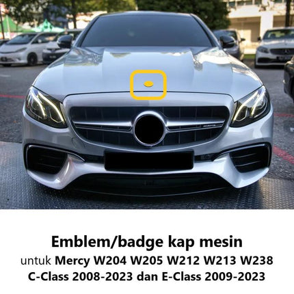 Mercedes W204 W205 W212 W213 Hood Emblem Logo Mesin Depan Mercy C E
