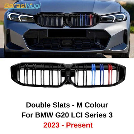 BMW G20 LCI Grill Kidney Hidung Double Slat Glossy Black 320