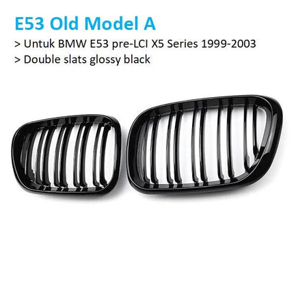 BMW Kidney Grille Hidung Kap Glossy Carbon Double Slat M Color E53 X5