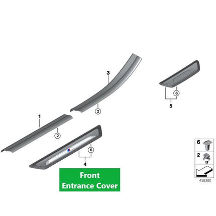Inner Door Sill Plate For BMW F48 Outer Cover Pintu Dalam Luar X1 X2