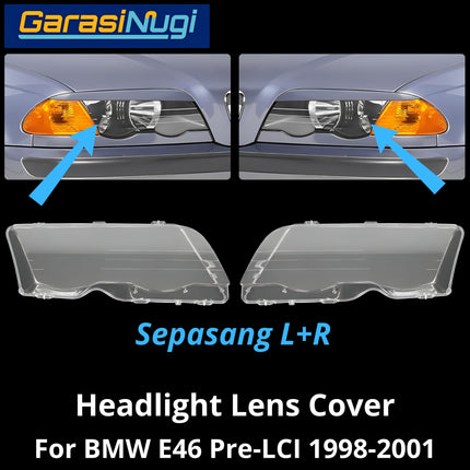 Mika Headlight For BMW E46 Pre-LCI Lens Kaca Cover Lampu Depan 318 325