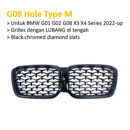 BMW Kidney Grille Hidung Kap Double Diamond Slat M Color G01 G08 X3 X4