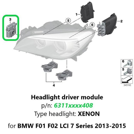 Headlight Driver Module For BMW F01 F02 Ballast 63117354974 Lampu 735
