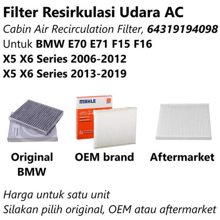 Filter Kabin For BMW E70 E71 F15 Saringan Udara AC Microfilter X5 X6