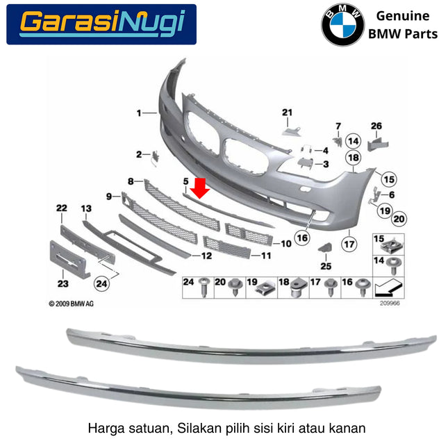Garnish Moulding BMW F01 F02 F03 Chrome List Bemper Depan Original 730 740