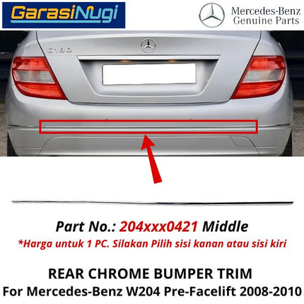Rear Chrome Mercy W204 Pre-FL Bumper Trim Moulding Belakang C180