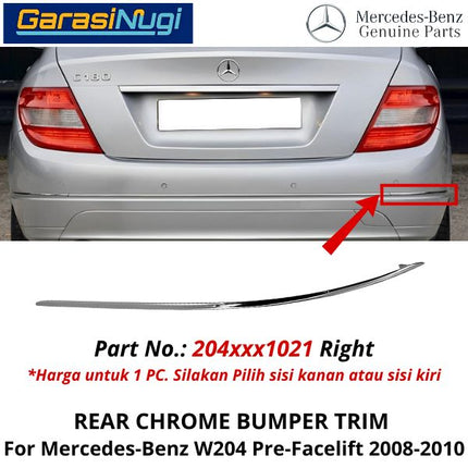 Rear Chrome Mercy W204 Pre-FL Bumper Trim Moulding Belakang C180