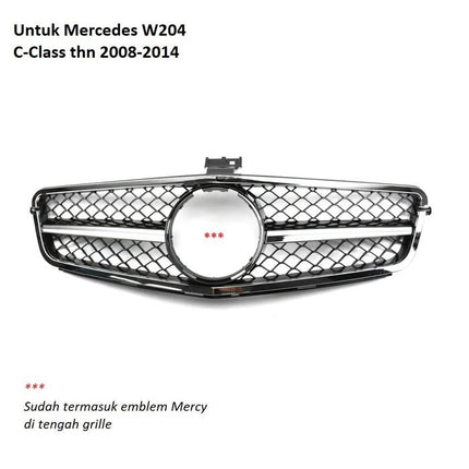 Mercedes W204 Mercy C Class Grill Hidung Chrome Grille Diamond GTR AMG