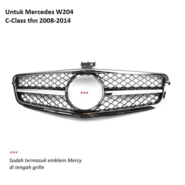 Mercedes W204 Mercy C Class Grill Hidung Chrome Grille Diamond GTR AMG
