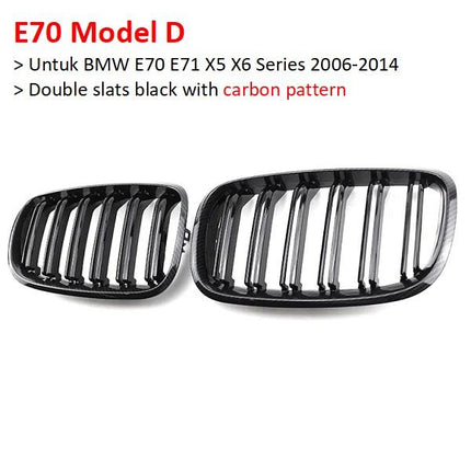 BMW Kidney Grille Hidung Kap Carbon Double Slat M Color E70 E71 X5 X6