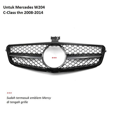 Mercedes W204 Mercy C Class Grill Hidung Chrome Grille Diamond GTR AMG