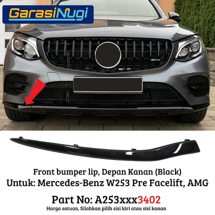 Lower Bumper Mercy W253 Pre-Facelift Lip Chrome Trim Strip Molding Bumper Depan Bawah GLC