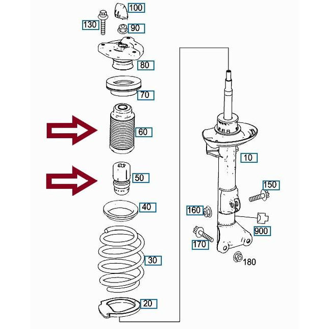 MARELLI Busa Shock Cover Debu Depan 2043230044 Mercedes W204 W212 C200