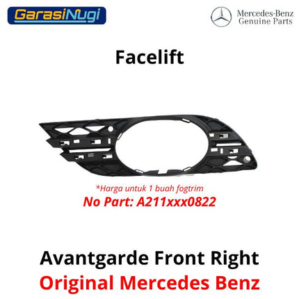 Bumper Grille Mercy W211 Front Cover Flap FL Fog Trim Lampu Kabut E200