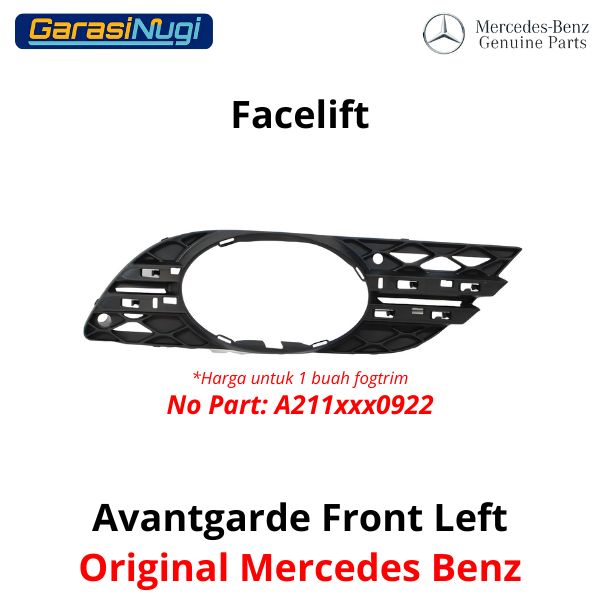 Bumper Grille Mercy W211 Front Cover Flap FL Fog Trim Lampu Kabut E200