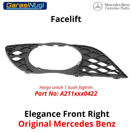 Bumper Grille Mercy W211 Front Cover Flap FL Fog Trim Lampu Kabut E200
