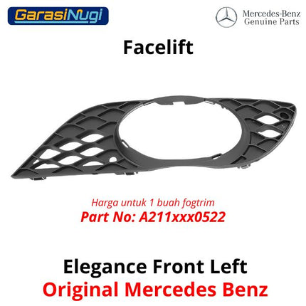 Bumper Grille Mercy W211 Front Cover Flap FL Fog Trim Lampu Kabut E200