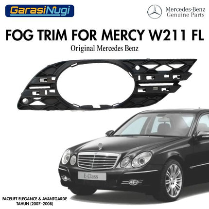 Bumper Grille Mercy W211 Front Cover Flap FL Fog Trim Lampu Kabut E200