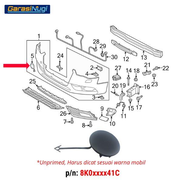 Cover Towing For Audi A4 Bumper Tow Tutup Lubang Derek Standard B8
