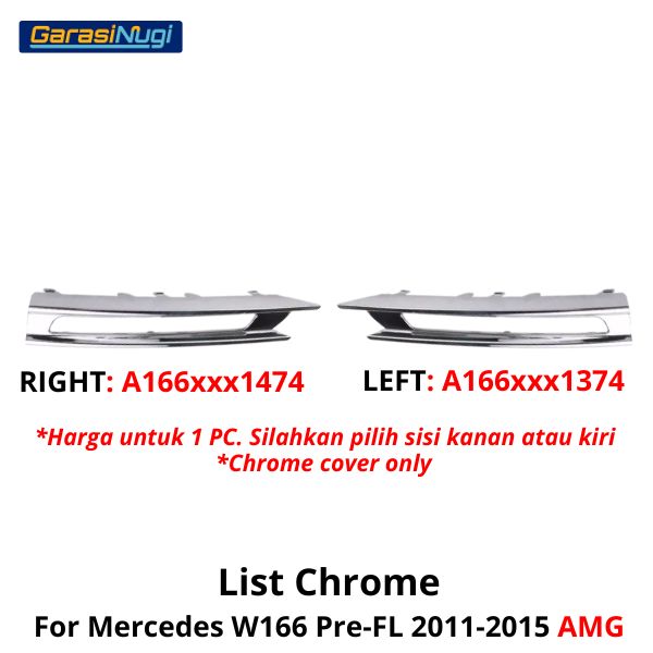 Fog Trim For Mercy W166 Pre-FL Cover Chrome Lampu Kabut Grill ML AMG