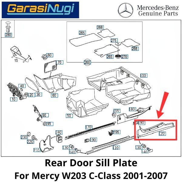 Door Sill Mercy W203 Rear Cover Plate Pintu Dalam Luar Mercedes C240