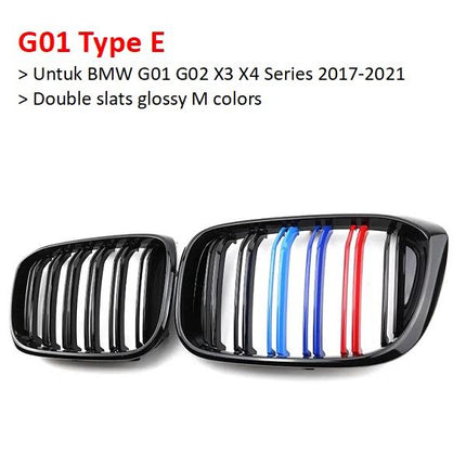 BMW Kidney Grille Hidung Kap Double Diamond Slat M Color G01 G08 X3 X4