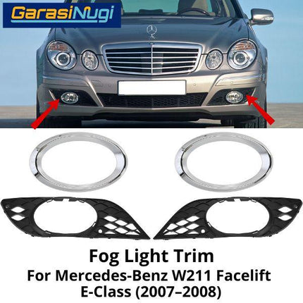 Fog Trim Mercy W211 FL Elegance Cover Chrome Lampu Kabut Bracket E350