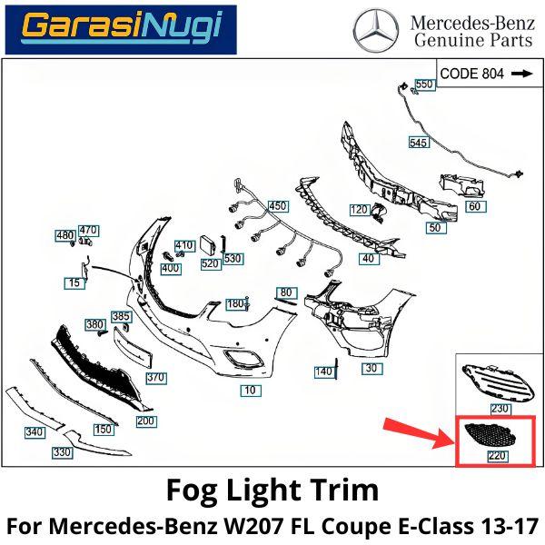 Fog Trim Mercy W207 Facelift Coupe Cover Lampu Kabut Bracket Mercedes E250