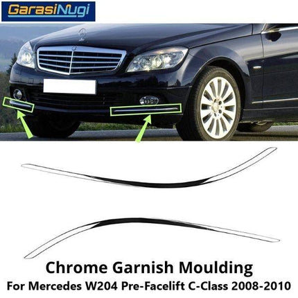 Chrome Stripe Mercy W204 Pre-FL Garnish Moulding Bumper Depan C200