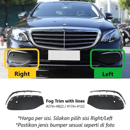 Fog Trim Old Mercedes W213 Bumper Strip Grille Cover E250 Avantgarde