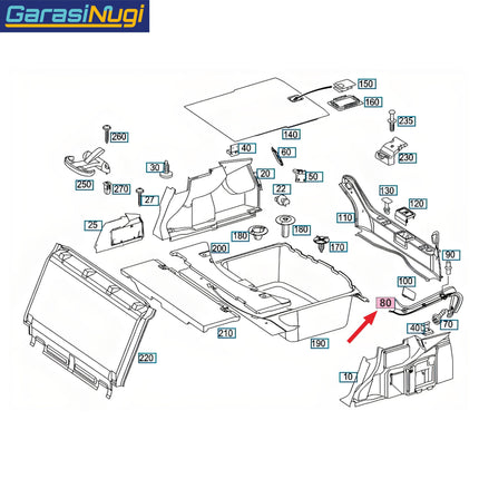 Mercedes W219 Talang Air Bagasi Karet Cover Samping Mercy CLS AMG