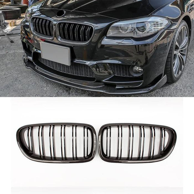 BMW Grill Black Carbon Kidney Grille Hidung Kap Double Slat F10 520i