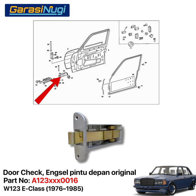 Door Check Mercedes W123 Engsel Pengunci Pintu Depan Front Door Mercy Tiger 280E