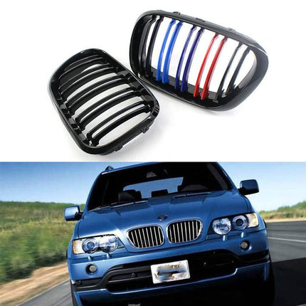BMW Kidney Grille Hidung Kap Glossy Carbon Double Slat M Color E53 X5