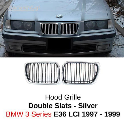 BMW E36 LCI Grill Kidney Hidung Double Slat Glossy Black 320 1997-1999