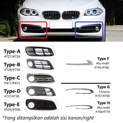 BMW F10 LCI New Bumper Depan Fog Light Trim Lampu Kabut Grill 520 530