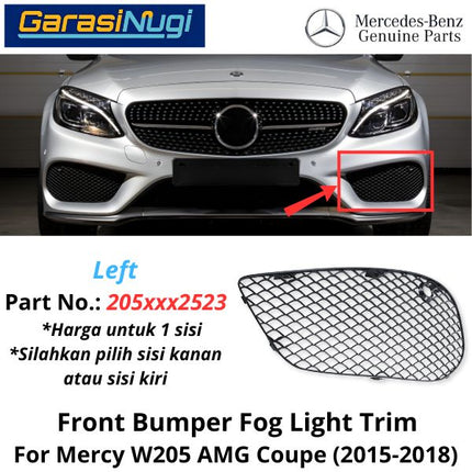 Fog Trim For Mercy W205 Pre-FL AMG Cover Lampu Kabut Grill C200 C300