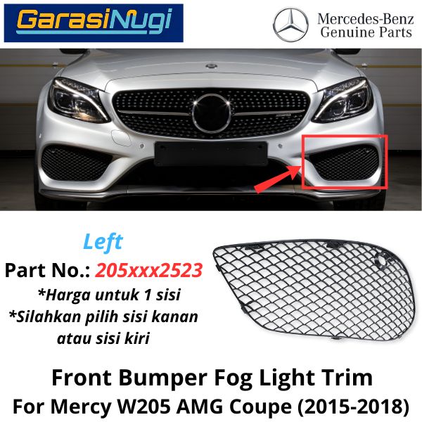 Fog Trim For Mercy W205 Pre-FL AMG Cover Lampu Kabut Grill C200 C300