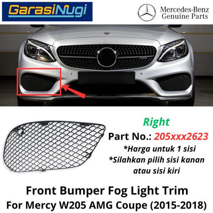 Fog Trim For Mercy W205 Pre-FL AMG Cover Lampu Kabut Grill C200 C300