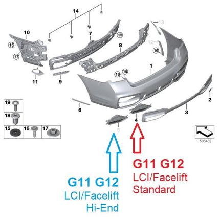 BMW G11 G12 Lip Bumper Belakang Trim LCI Facelift 7 Series 735 740