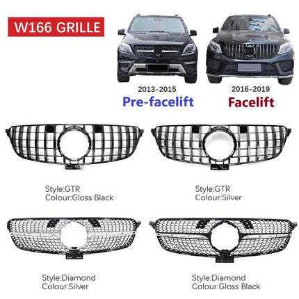 Mercedes W166 Mercy GLE ML Class Grille Hidung Chrome Diamond GTR