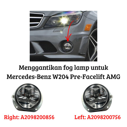 Fog Lights Mercy W204 Pre-LCI AMG C63 Halogen Lampu Kabut Garis Bumper Depan C300
