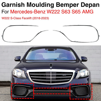 Chrome Stripe Mercedes W222 Facelift Garnish Moulding Bemper Depan Belakang AMG C63 C65