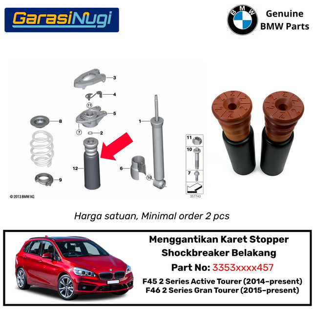 BMW F45 F46 Karet Stopper Shockbreaker Belakang Auxiliary Dust Cover Kit Original 214 220