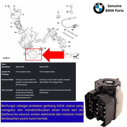 Ignition Switch BMW E39 E38 E53 Saklar Pengapian Starter Original 9 Pin 11 Pin 535 X5