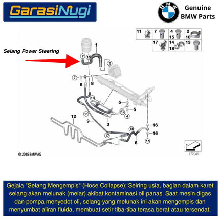 Selang Power Steering BMW E90 E84 E87 N46 Suction Pipe Original 32416850281 320 X1