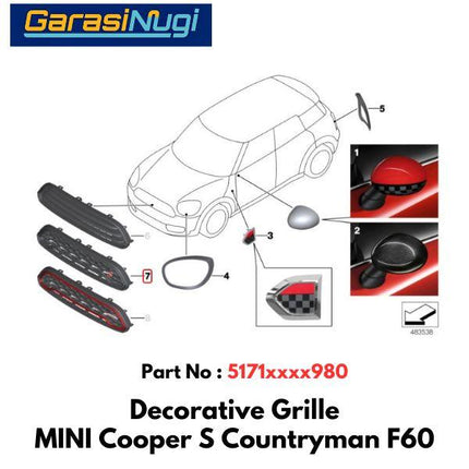 Decorative Grille MINI F60 Cooper S Countryman Piano Radiator Grill